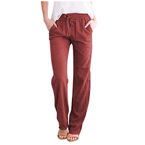 Casual Women's Lightweight Cotton Linen Drawstring Pants