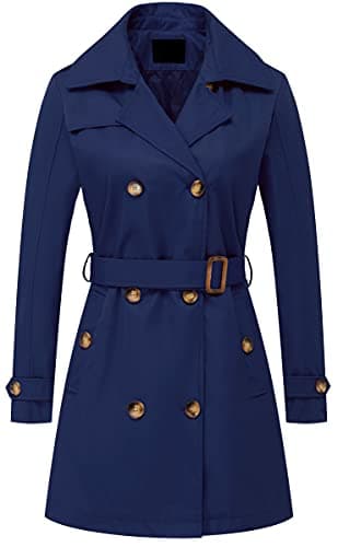 Chrisuno Women's Mid-Length Double Breasted Trench Coat with Hood