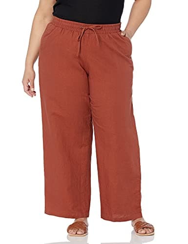 Amazon Essentials Plus Size Women's Linen Blend Wide Leg Drawstring Pant