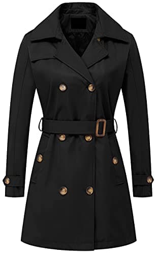 Chrisuno Women's Mid-Length Double Breasted Trench Coat with Hood