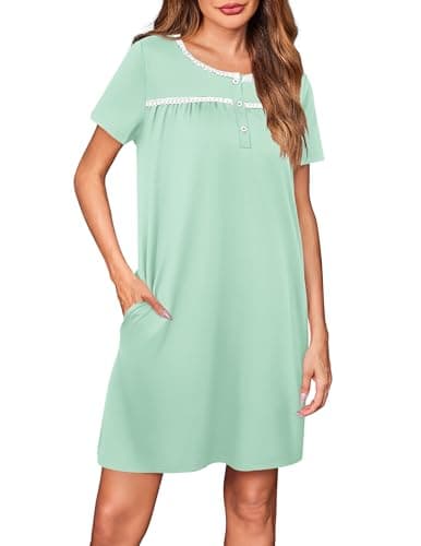 Soft Ekouaer Women's Short Sleeve Nightgown - S-2XL