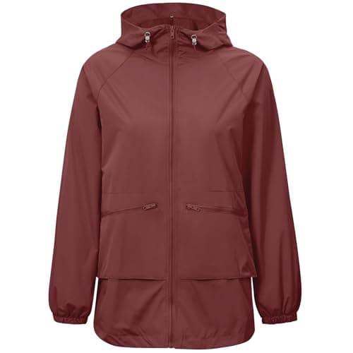 Zando Women's Waterproof Lightweight Raincoat with Hood Packable Windbreaker