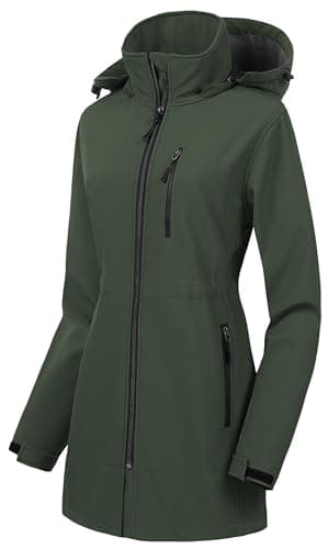CREATMO Women's Lightweight Waterproof Softshell Jacket Fleece Lined Windbreaker