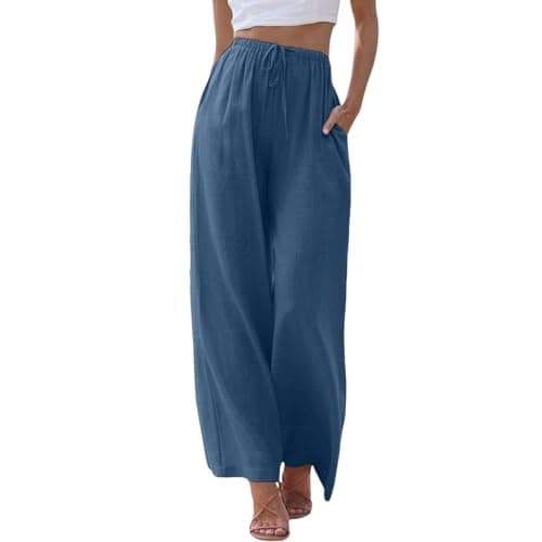 Women's Linen Summer Palazzo Pants with Pockets