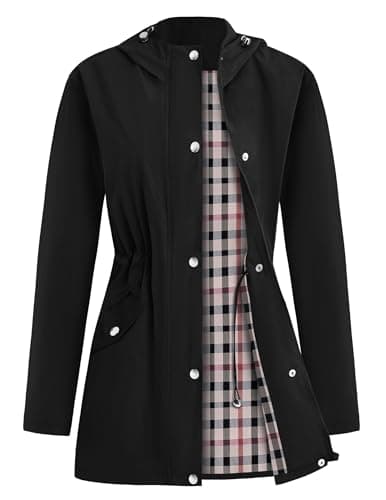 APRRAIN Women's Lightweight Waterproof Long Hooded Raincoat