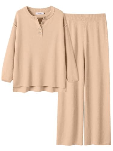 ANRABESS Women Oversized Waffle Knit Sweater Lounge Set 2025 Fall Trends