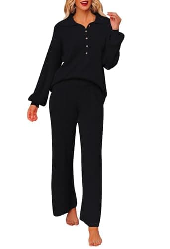 Pink Queen Women's 2-Piece Sweater Set Long SleeveKnit Top & Wide Leg Pants