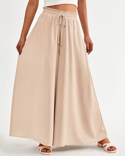 BTFBM Women's Summer Floral Wide Leg Palazzo Pants with Pocket