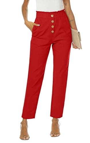 NIMIN High-Waisted Elastic Cropped Paper Bag Pants with Pockets