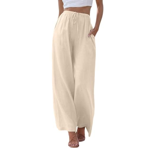 Women's Linen Summer Palazzo Pants with Pockets