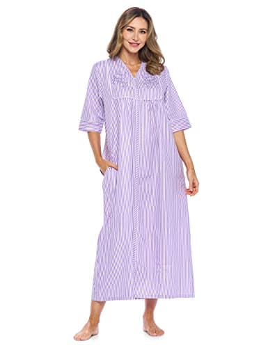 Casual Nights Women's Zip Front Woven House Dress for Night Relax | 3/4 Sleeves Lounger
| Casual Nights Women's Zip Front Woven House Dress | 3/4 Sleeves Long Duster Lounger for Casual Nights
| Casual Nights Women's Zip Front Woven House Dress | 3/4