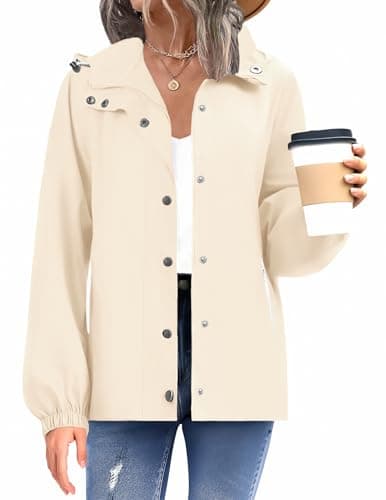 Zeagoo Women's Waterproof Rain Jacket with Hood - Lightweight Windbreaker Coated with Pockets