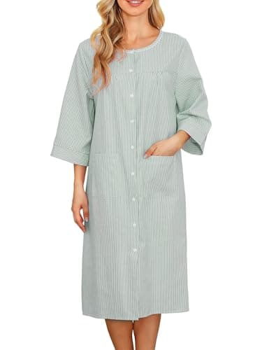 Bloggerlove Women Cotton Snap Front Nightgown 3/4 Sleeve Duster Robe with Pockets Patio Dress  
Bloggerlove Women Comfortable Cotton Snap Front Nightgown 3/4 Sleeve Duster Robe Patio Dress  
Bloggerlove Women Versatile Cotton Snap Front Nightgown 3/4