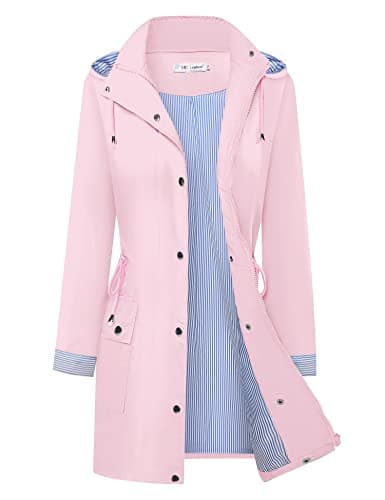 Women's Waterproof BBX Lephsnt Rain Jacket Lightweight Hooded Trench Coat