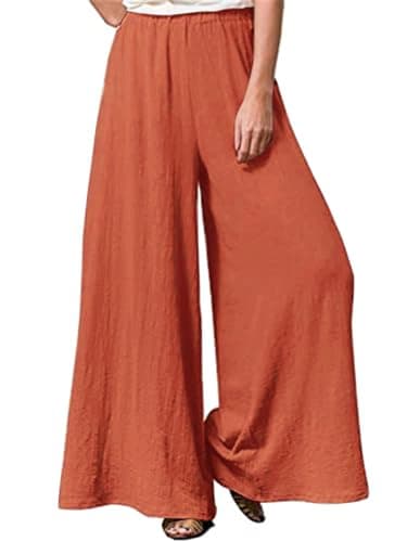 Hisanny Women's Plus Size Wide Leg Linen Palazzo Trousers with Pockets L, 5XL