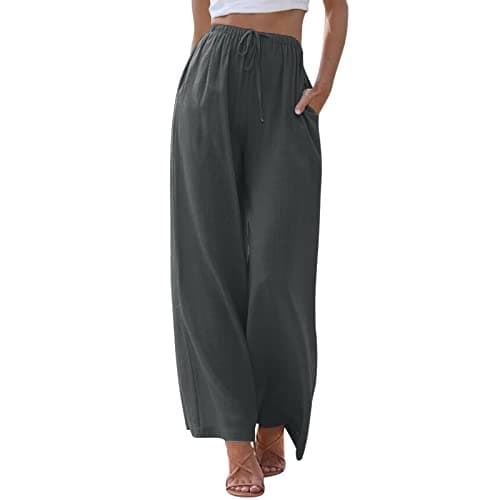 Women's Linen Summer Palazzo Pants with Pockets