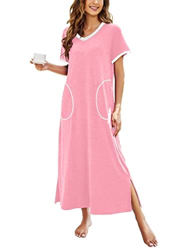 Ekouaer Women's Full-Length Short Sleeve Nightgown