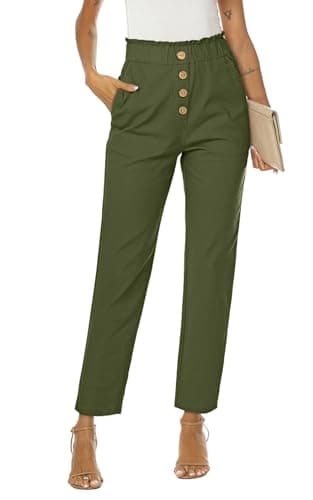 NIMIN High-Waisted Elastic Cropped Paper Bag Pants with Pockets