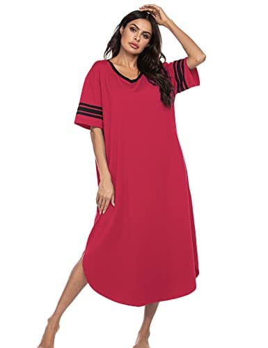 Refined Title: Ekouaer Women's V Neck Nightgown, Oversized Loose Sleepwear Dress