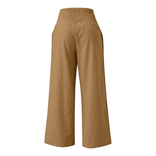 besiyes Women's Linen Wide Leg Palazzo Pants with Pockets