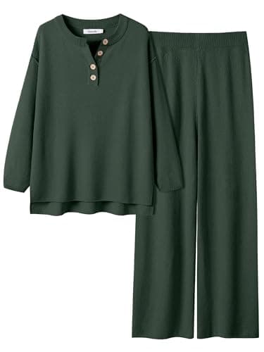 ANRABESS Women Oversized Waffle Knit Sweater Lounge Set 2025 Fall Trends