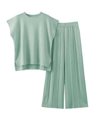VATEAMI Women's High Waist Wide Leg Pullover Sweater Set