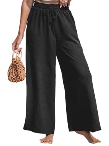 CUPSHE Women's High-Waisted Flowy Linen Palazzo Pants