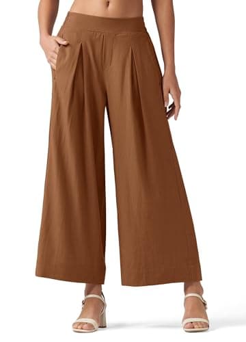 Willit Women's Linen Wide Leg Palazzo Pants with Pockets Summer Beach Casual
