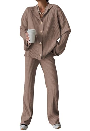 Cakulo Women's 2024 Lounge Sets Cardigan Knit Pants Matching Outfit