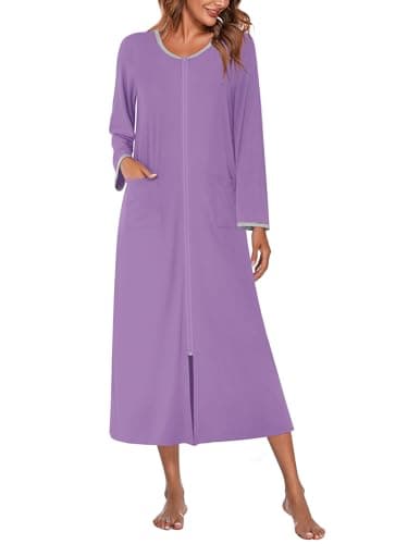 Ekouaer Women's Long House Coat with Pockets S-4XL