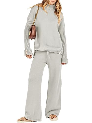 Caracilia Women's 2-Piece Fall Sweater Set & Wide Leg Pants Travel Fashion