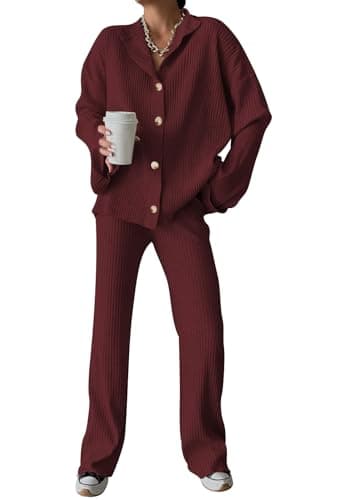 Cakulo Women's 2024 Lounge Sets Cardigan Knit Pants Matching Outfit