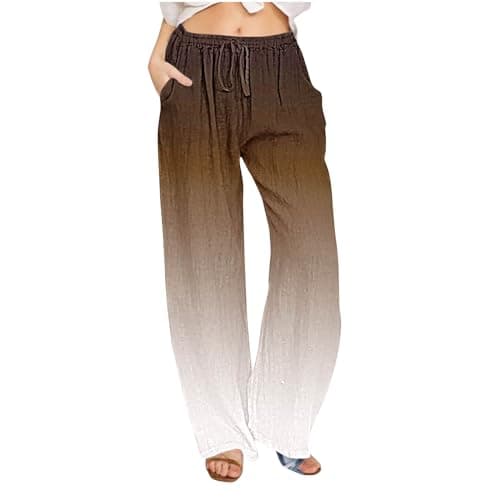 2024 Trendy Women's High Waist Loose Fit Linen Palazzo Pants