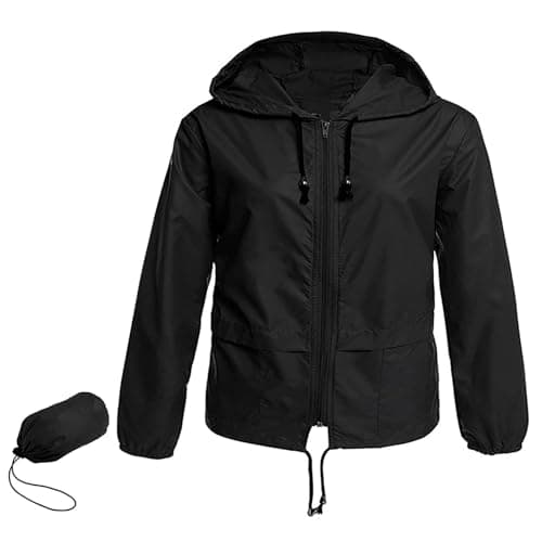 Zando Plus Size Women's Waterproof Hooded Raincoat Light & Packable