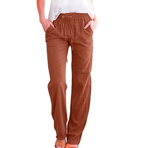Casual Women's Lightweight Cotton Linen Drawstring Pants