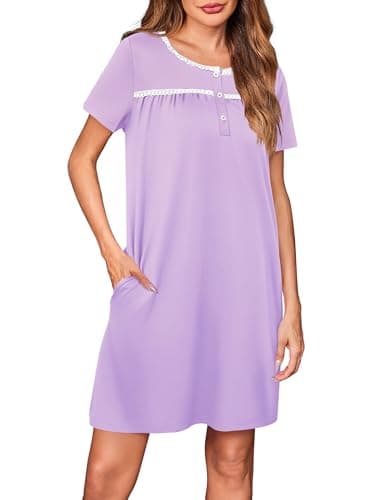 Soft Ekouaer Women's Short Sleeve Nightgown - S-2XL
