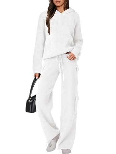 ANRABESS Women's Casual Knit Hoodie & Straight Leg Pants Fall Fashion Set