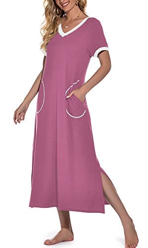 Women's Long Nightgown with Pockets