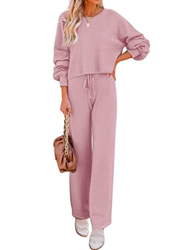 Ekouaer Women's Cozy Long Sleeve Knit Lounge Set