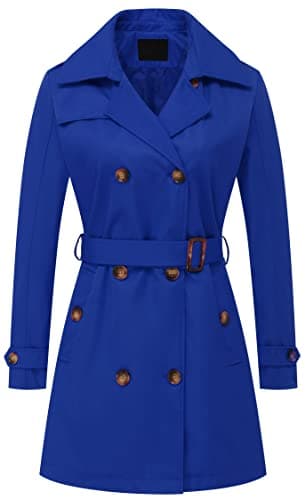 Chrisuno Women's Mid-Length Double Breasted Trench Coat with Hood