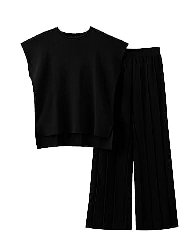 VATEAMI Women's High Waist Wide Leg Pullover Sweater Set