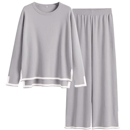 ANRABESS Women's Knit Sweater & Wideleg Pants Matching Sweatsuit Set