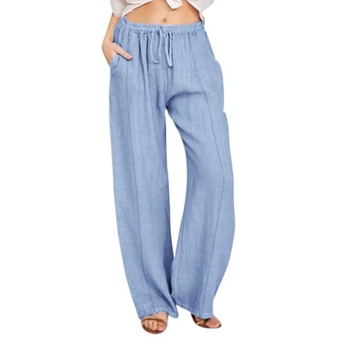 Nantdog Loose Summer Palazzo Pants with Pockets Plus Size