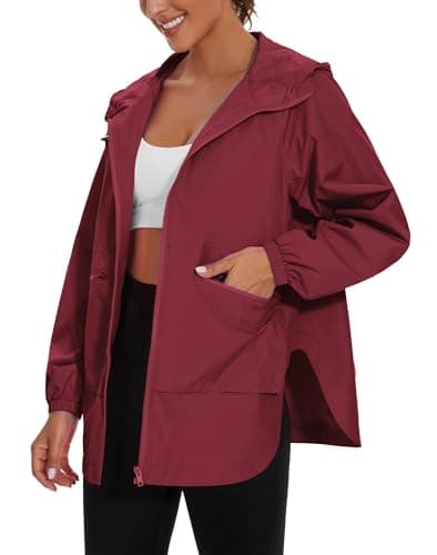 PESION Women's Waterproof Lightweight Raincoat with Pockets