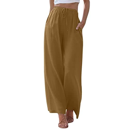 Women's Linen Summer Palazzo Pants with Pockets