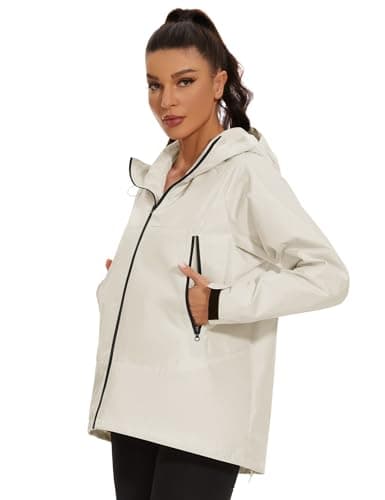 Avoogue Women's Loose Fit Waterproof Liner Rain Jacket with Hood
