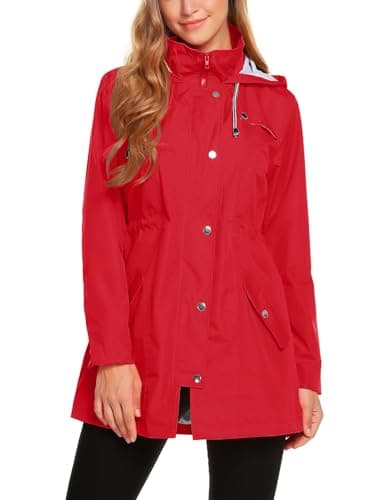 ZHENWEI Women's Lightweight Hooded Waterproof Outdoor Rain Jacket S-XXL
