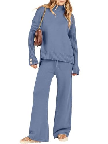 Caracilia Women's 2-Piece Fall Sweater Set & Wide Leg Pants Travel Fashion