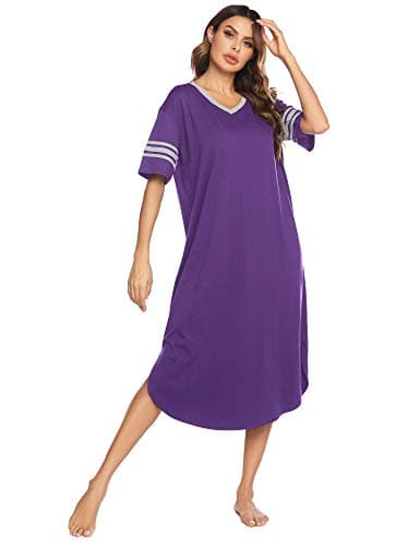 Refined Title: Ekouaer Women's V Neck Nightgown, Oversized Loose Sleepwear Dress
