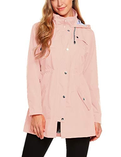 ZHENWEI Women's Lightweight Hooded Waterproof Outdoor Rain Jacket S-XXL